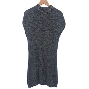 Athleta Sweater Vest Womens Small Wool Mock Neck Navy White Marl EUC
